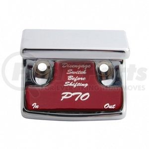 21074 by UNITED PACIFIC - Dash Switch Cover - "PTO" Switch Guard, with Red Sticker, for Freightliner and International