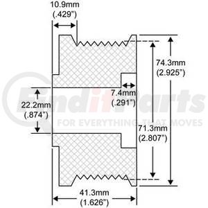 208-12003 by J&N - Pulley, 8-Grooves, 0.87" / 22.2mm ID, 2.93" / 74.3mm OD