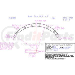 EXP4707D-B43 by ABEX - Abex Friction EXP4707D-B43 Drum Brake Shoe Lining
