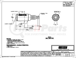 20-080-078 by MICO - Actuator Only - for Assemblies 02-460-128 and 03-460-068, Hydraulic Oil Type, 1.125" Bore Dia.