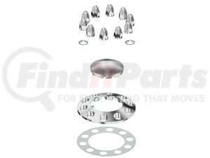 15000 by AMERICAN CHROME - ABS Front Cover Kit - Removable Cap, 10 Lug, 1.5 in., Push on with Flange