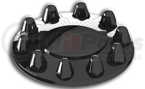 15105 by AMERICAN CHROME - ABS Black Front Cover Kit - Removable Cap, 10 Lug, 33mm Threads with Flange