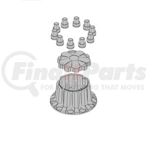 15800 by AMERICAN CHROME - ABS Rear Cover Kit - Removable Cap, 10 Lug, Short 33mm, Threaded with Flange