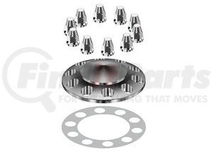 40000 by AMERICAN CHROME - ABS Front Axle Cover Kit with Non-Removable Cap, 10 Lug, 33mm, Threaded