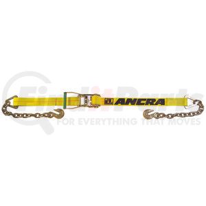 45982-15 by ANCRA - Ratchet Tie Down Strap - 2 in. x 324 in., Yellow, Polyester, with Chain Anchors & Long/Wide Handle