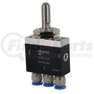 VTS-11-X by APSCO - Air Brake Toggle Control Valve - 4-Way, 3-Position, Single Acting, 1/8" NPT Port
