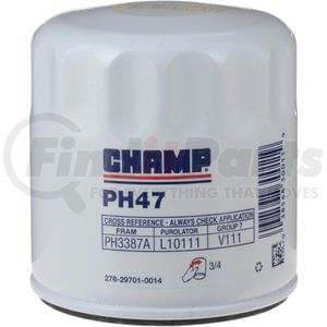 PH47 by CHAMP FILTERS - FRAM, PH47, HD Oil Filter