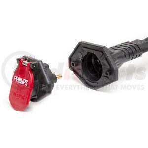 16-2233 by PHILLIPS INDUSTRIES - Dual Pole Socket - 48 in. Blunt-Cut Cable, 2 Ga. with Quick Connect Socket