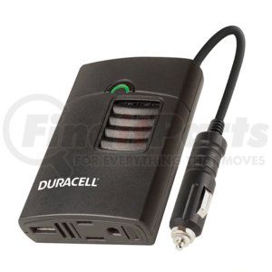 DRINVP150 by DURACELL BATTERIES - Power Inverter - Black, Portable, 150 Watts, 3-Prong AC Outlet and 2.1 AMP USB Port, 3 ft. Cord