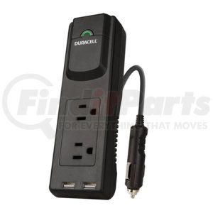 DRINVPS175 by DURACELL BATTERIES - Power Inverter - Black, Portable, 175 Watts, 2 Grounded AC Outlets and 2.1 AMP USB Port, 3 ft. Cord
