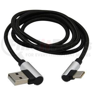 MB06317 by MOBILE SPEC - USB Charging Cable - USB-C To USB Cable, Right Angle Connectors, 3 ft., Silver/Black,