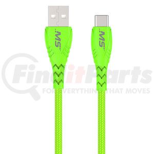 MB06733 by MOBILE SPEC - USB Charging Cable - USB-C To A Cable, Green, 10 ft., Hi-Visibility