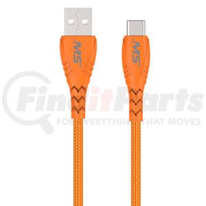 MB06734 by MOBILE SPEC - USB Charging Cable - USB-C To A Cable, Orange, 10 ft., Hi-Visibility
