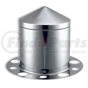 Roadmaster 337S-360S Wheel Pointed stainless steel 3 piece rear axle cover with removable cap. Fits: 10 lug, 1.5" nut. For