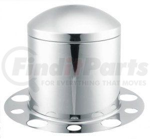 340S-354S by ROADMASTER - Stainless steel 3 piece rear axle cover with removable cap and beauty ring. Fits: 10 Lug, 33mm; or 38mm nuts. For steel or aluminum wheels. (on 38mm applications all lug nuts must be removed for installation) 20"/22.5"/24.5"