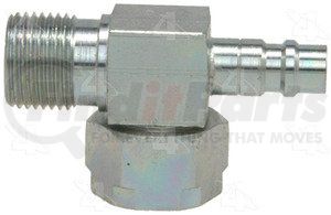 14720 by FOUR SEASONS - 90deg Tube-O to Male Insert O-Ring with R134a Service Port, Steel, Adapter, A/C Fitting