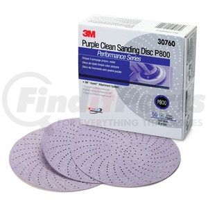 30760 by 3M - Hookit™ Purple Clean Sanding Disc 334U, 6 in, P800 grade, 50 discs per carton, 4 cartons per case