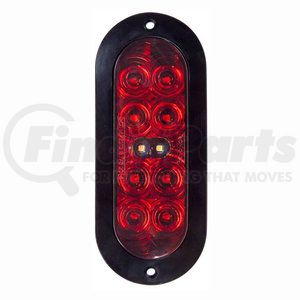 T70RWFA1 by TECNIQ - Stop/Turn/Tail/Reverse Light, 6" Oval, Red Lens, Flange Mount, Amp Connector, T70 Series