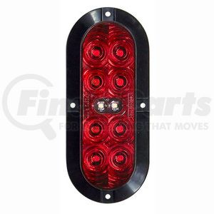 T70RWSP1 by TECNIQ - Stop/Turn/Tail/Reverse Light, 6" Oval, Red Lens, Surface Mount, Pigtail Connector, T70 Series