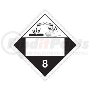 39087 by JJ KELLER - Class 8 Corrosive Placard - Blank, Imprinted, 176 lb., Polycoated Tagboard, No Adhesive