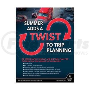 63962 by JJ KELLER - Motor Carrier Safety Poster - Summer Adds A Twist To Trip Planning