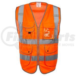JJ Keller 65127 Safety Vest SAFEGEAR™ Hi-Vis 9 Pocket Vest Type R Class 2 - Large, Orange