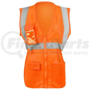 65534 by JJ KELLER - SAFEGEAR™ Women’s Fit Hi-Vis Type R Class 2 Safety Vest - XL, Orange, Zipper Closure with Vertical Reflective Tape