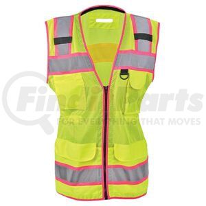 JJ Keller 66198 Safety Vest SAFEGEAR™ Women’s Fit Hi-Vis Lime with Pink Trim Type R Class 2 Safety Vest - 3XL