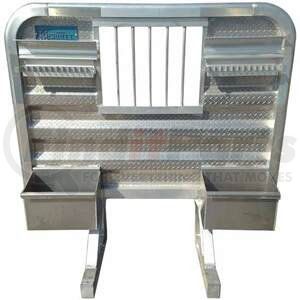 317367C-0057 by MERRITT EQUIPMENT - Merritt Aluminum 68 X 70 Inch Cab Rack W/ Jail Bar Window, Chain Hangers & Trays