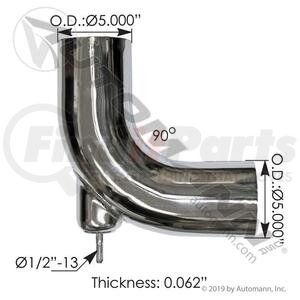 562.U4617476C by AUTOMANN - Exhaust Elbow - Chrome, For Freightliner