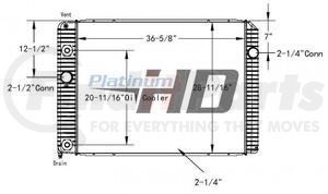 HDC010954PA by NAVISTAR - Design Style  Plastic AluminumHeight  36 5/8 InchesWidth  28 11/16 InchesDepth  2 3/16 InchesInlet  2 1/4 Inch Connection 7 Inches To Center TopOutlet  2 1/2 Inch Connection 12-1/2 Inches To Center TopEngine Oil Cooler  NoTrans Oil Cooler  2