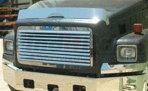 F-3044 by ARANDA - STAINLESS LOUVERED GRILL FREIGHTLINER FL 50 60 70 80 106 AND 112 TRUCKS, HAS 9 LOUVERS