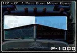 P-1000 by ARANDA - PETERBILT STAINLESS 13 X 8 INCH BLIND MOUNT 1 PIECE BOWTIE VISOR-3 HOLE SIDE MOUNT