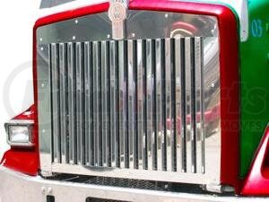 K2046 by ARANDA - Hood Grill w/15 Vertical Bars Make Kenworth Model W900L L- Hood Years '14 & Older Size 45x37 Units 1 Unit  Material S.S. Gauge 18G Alloy #430 Finish BA