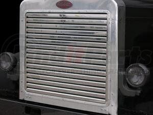 P-1058 by ARANDA - Hood Grill w/15 Horizontal Bars  Make Peterbilt Model 379 L-Hood  Size 33-1/2x42-3/4 Units 1 Unit Material S.S. Gauge 18G Alloy #430 Finish BA