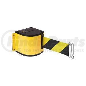 18/SF/AQ/YL/SH by LAVI - Lavi Industries Warehouse Retractable Belt Barrier, Adj. Mount, Yellow Case W/18' Black/Yellow Belt