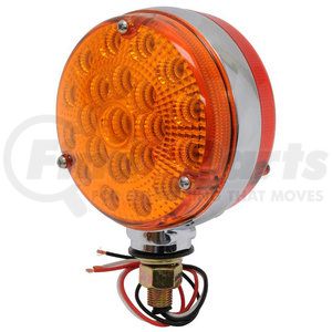 RP3802/40LC by ROADPRO - Brake / Tail / Turn Signal Light - Assembly, Round Double-Faced, Amber/Red, Chrome Reflector, 3-Wire Connection
