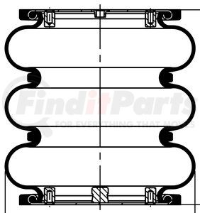 64568 by CONTITECH - Triple Convoluted Air Spring - 12 in. Design Height, 12.8 in. Max Diameter, 18.9 in. Max Height