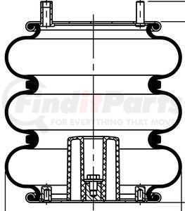 64565 by CONTITECH - Triple Convoluted Air Spring - 12 in. Design Height, 12.8 in. Max Diameter (AS8027)