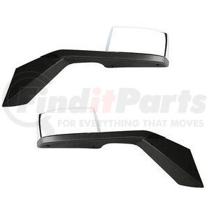 TR009-VLHMC-R by TORQUE PARTS - Hood Mirror - Passenger Side, with Chrome Cover and Mounting Plate, Manual, Plastic