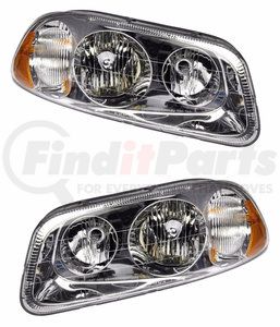 TR049-MHL-L by TORQUE PARTS - Headlight - Driver Side, Front, with Chrome Housing & Halogen Bulbs, Clear Lens, DOT and SAE Approved, for Mack Granite/Pinnacle/Vision Trucks