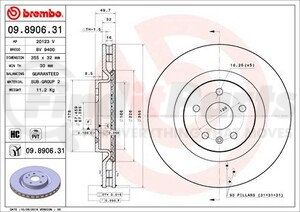 09.8906.31 by BREMBO - Premium UV Coated Front Brake Rotor