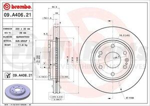 09.A406.21 by BREMBO - Premium UV Coated Front Brake Rotor