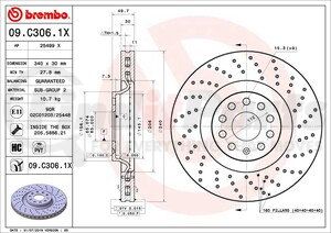 09.C306.1X by BREMBO - Premium UV Coated Front Xtra Cross Drilled Brake Rotor