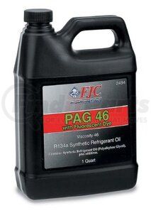 2494 by FJC, INC. - Refrigerant Oil - PAG Oil, Synthetic, Viscosity 46, with Fluorescent Leak Detection Dye, 1 Quart, For Use with R-134a Only