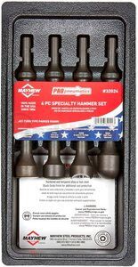 32024 by MAYHEW TOOLS - Air Hammer Specialty Set - 4-Piece, Black Oxide Finish, Steel