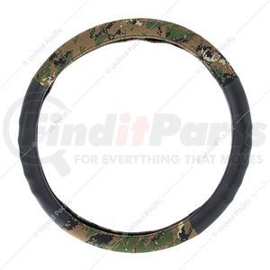 70401 by UNITED PACIFIC - Accessory Steering Wheel Cover - 18 in., Camouflage, Cloth/Suede, Digital Woodland Style