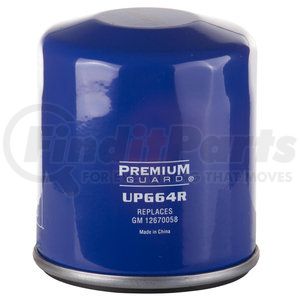 UPG64R by PREMIUM GUARD - Engine Oil Filter - Spin-On, Enhanced Cellulose, 3.43" Height, 470 PS Burst Pressure