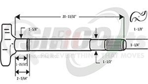 C444BR by SIRCO - Air Brake Camshaft - RH, 1-1/8" Head, 1-1/2"-28 Spline, 1-5/8" D Journal