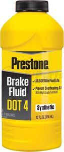 AS800Y-12 by PRESTONE PRODUCTS - Brake Fluid - DOT 4, Synthetic, Heavy Duty, 12 Oz.